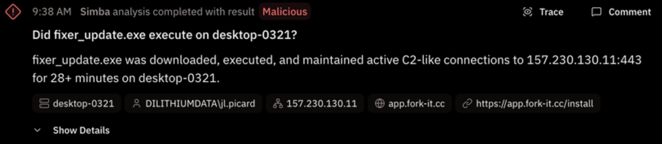 Analysis: Did fixer_update.exe execute on desktop-0321?